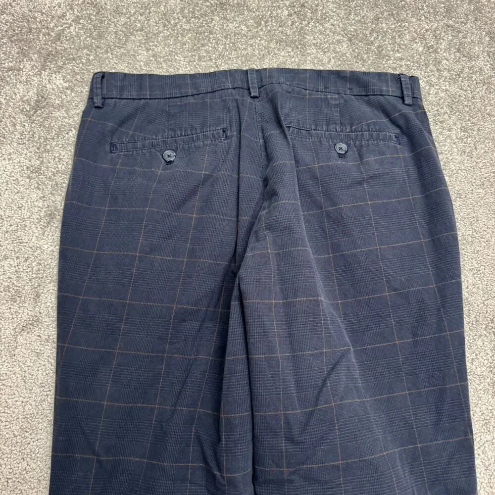 Banana Republic Slim Fit Straight Chino Pants Men 31x30 Khaki Brown Plaid Cotton